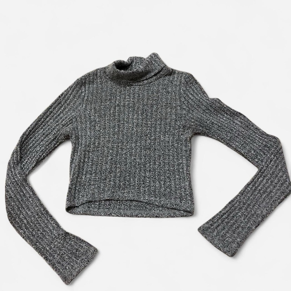 Gray cropped Turtleneck Women's Sweater